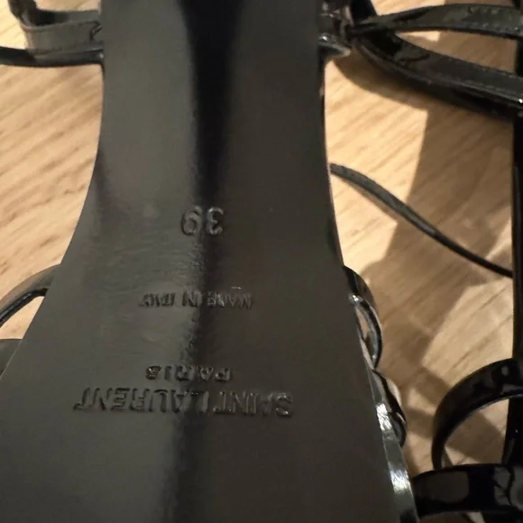 Saint Laurent Black Patent Strappy Platform Heels - Picture 10 of 16